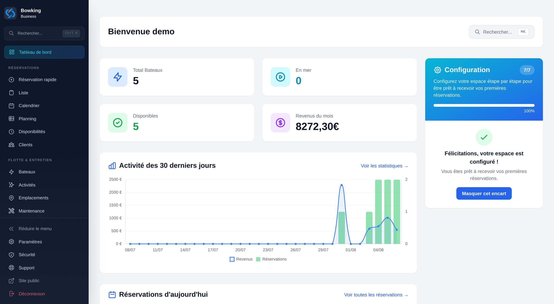 SeaBook - Calendrier visuel avec plannings bateaux, jet-skis et kayaks